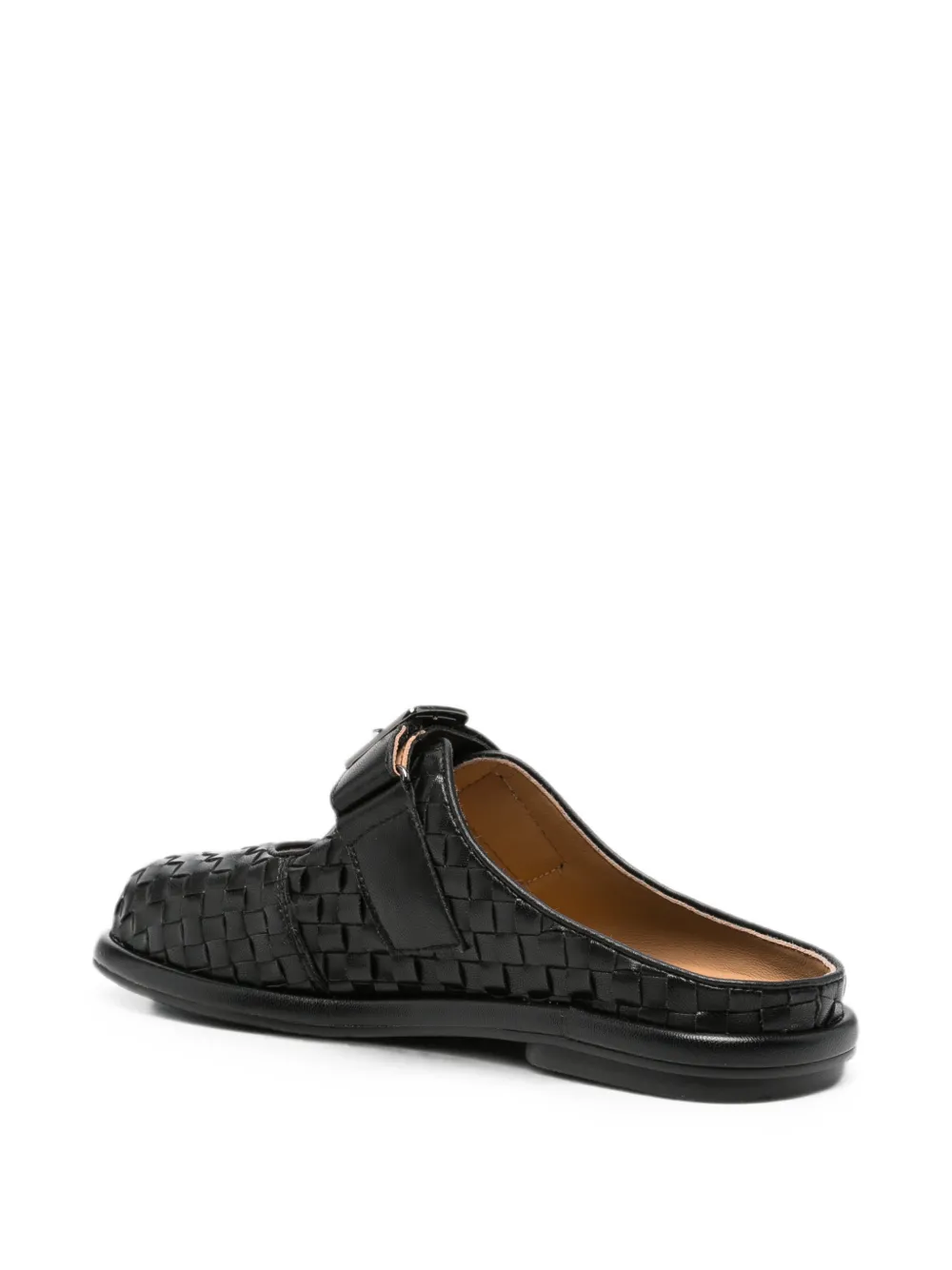 SERGIO MORETTI FIRENZE woven buckle-fastening slippers Zwart