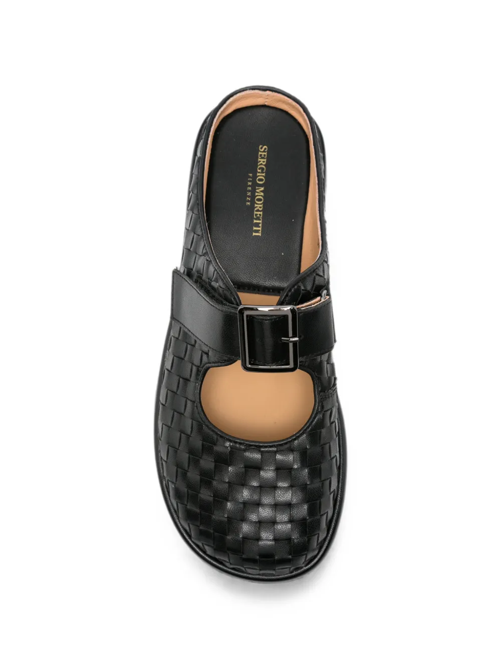 SERGIO MORETTI FIRENZE woven buckle-fastening slippers Zwart