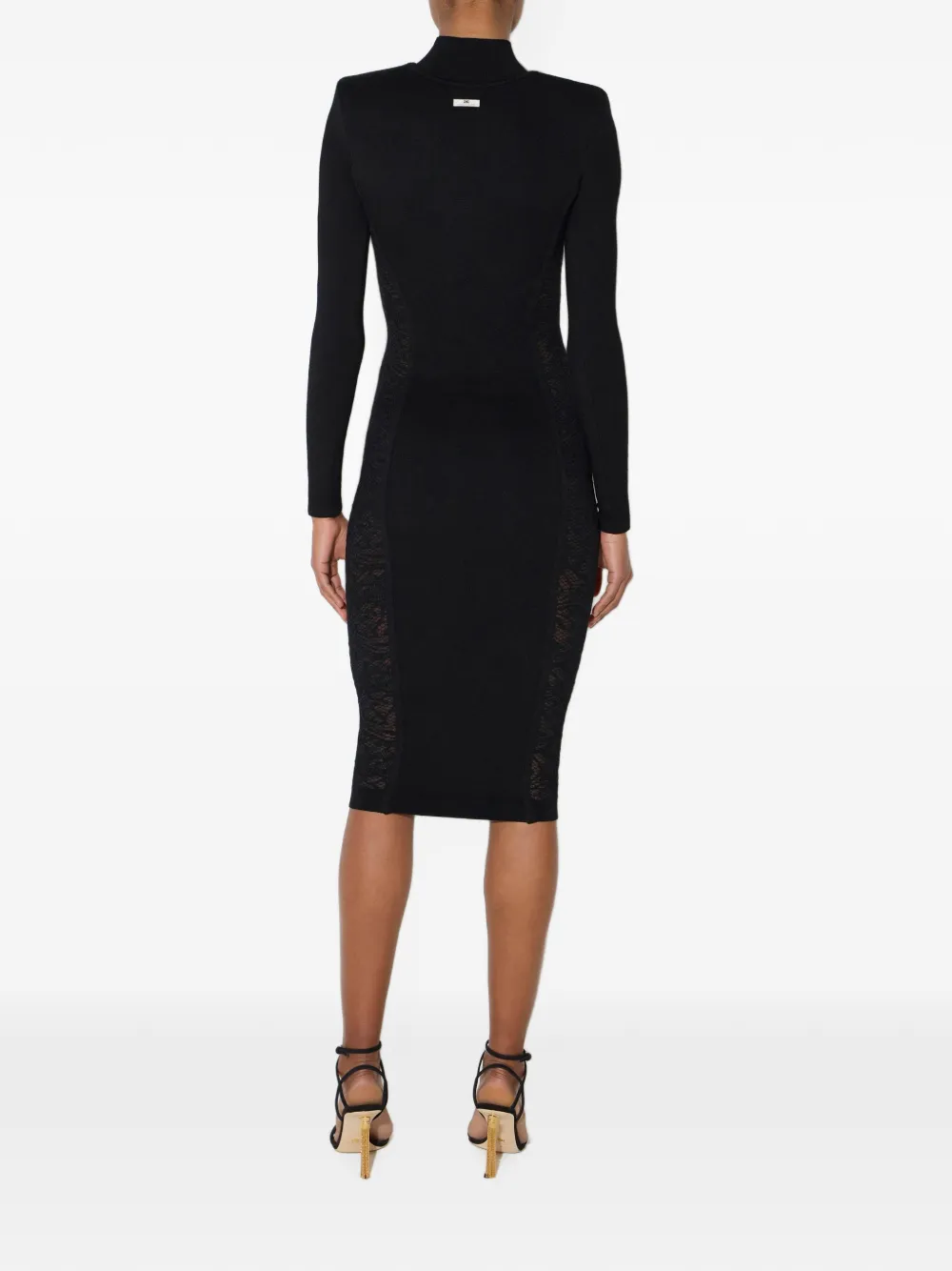 Elisabetta Franchi Midi-jurk met lange mouwen Zwart