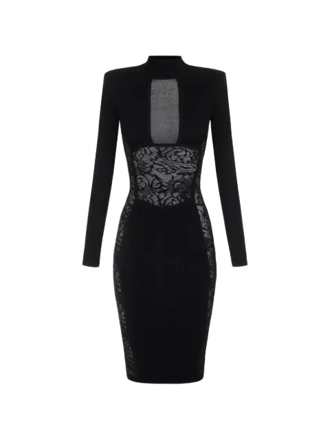 Elisabetta Franchi lace-panelled mesh-insert dress