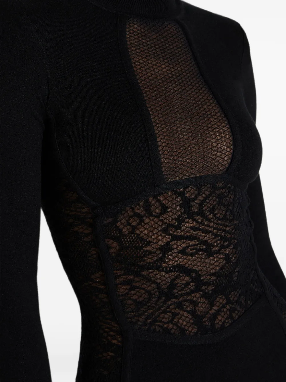 Elisabetta Franchi Midi-jurk met lange mouwen Zwart
