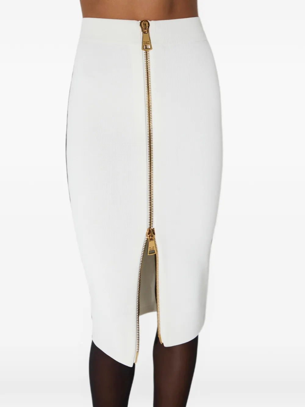 Elisabetta Franchi Gebreide rok met rits Beige