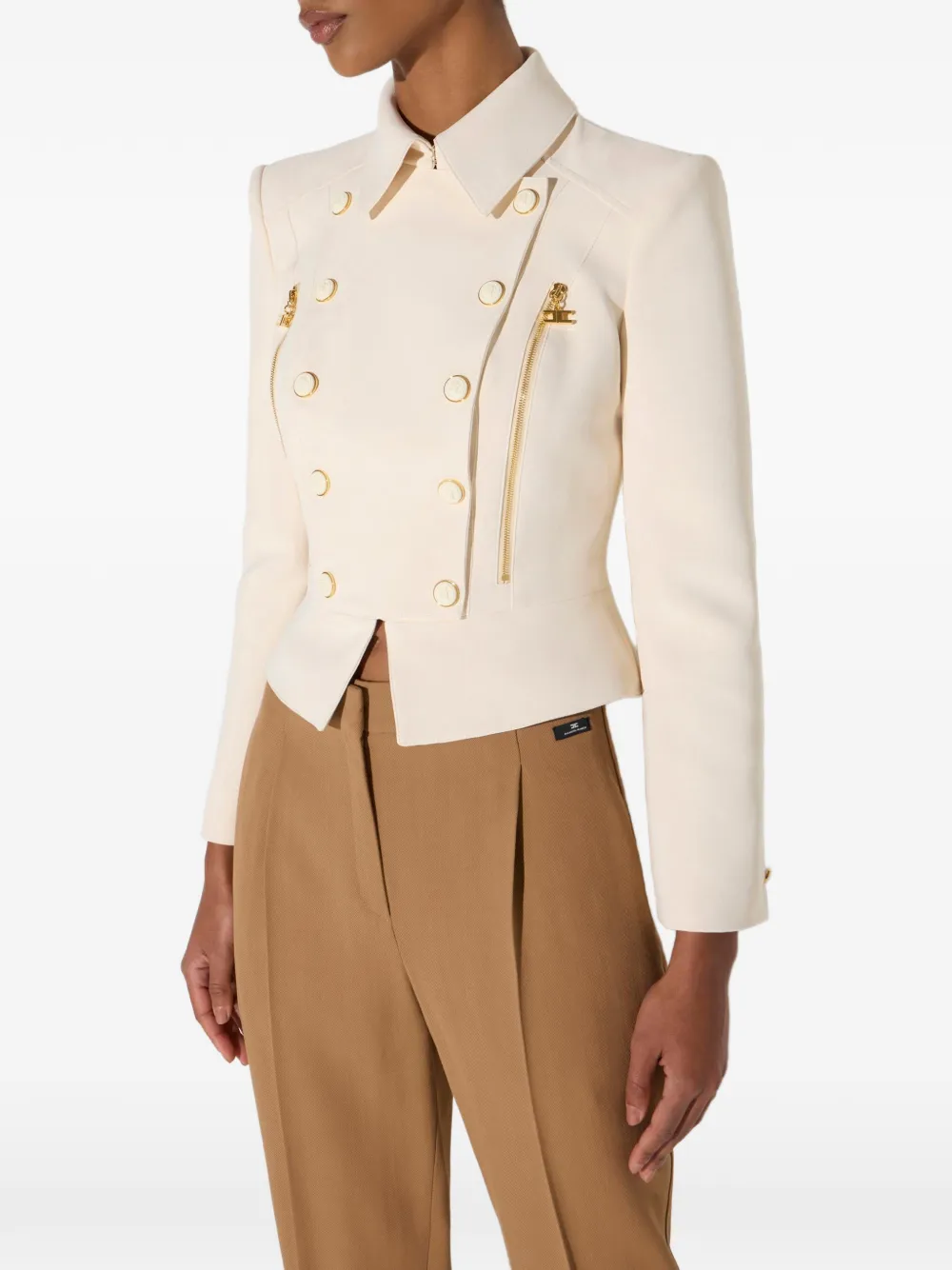 Elisabetta Franchi Gelaagd stretch crêpe jack Beige
