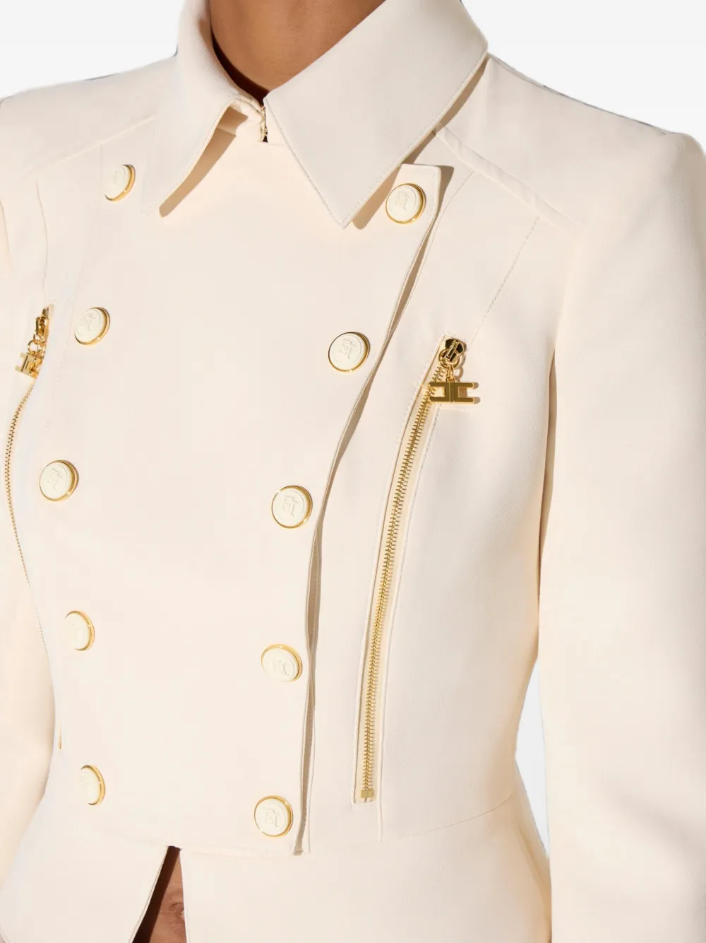 Elisabetta Franchi Gelaagd stretch crêpe jack Beige