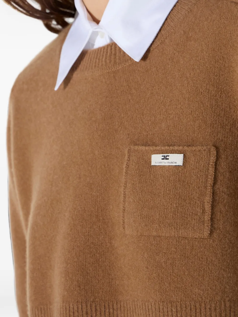 Elisabetta Franchi Top van wol en kasjmier Beige