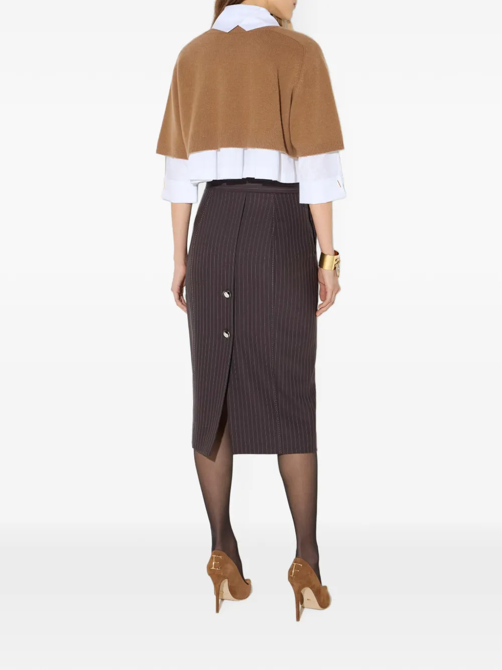 Elisabetta Franchi Top van wol en kasjmier Beige