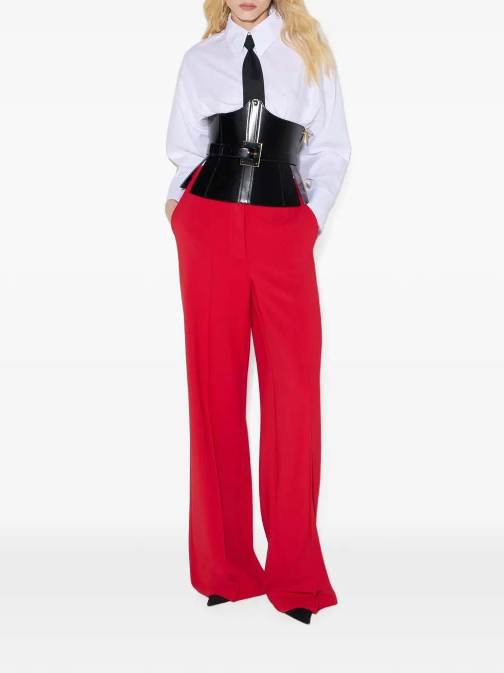 Elisabetta Franchi Popeline blouse met strik Wit