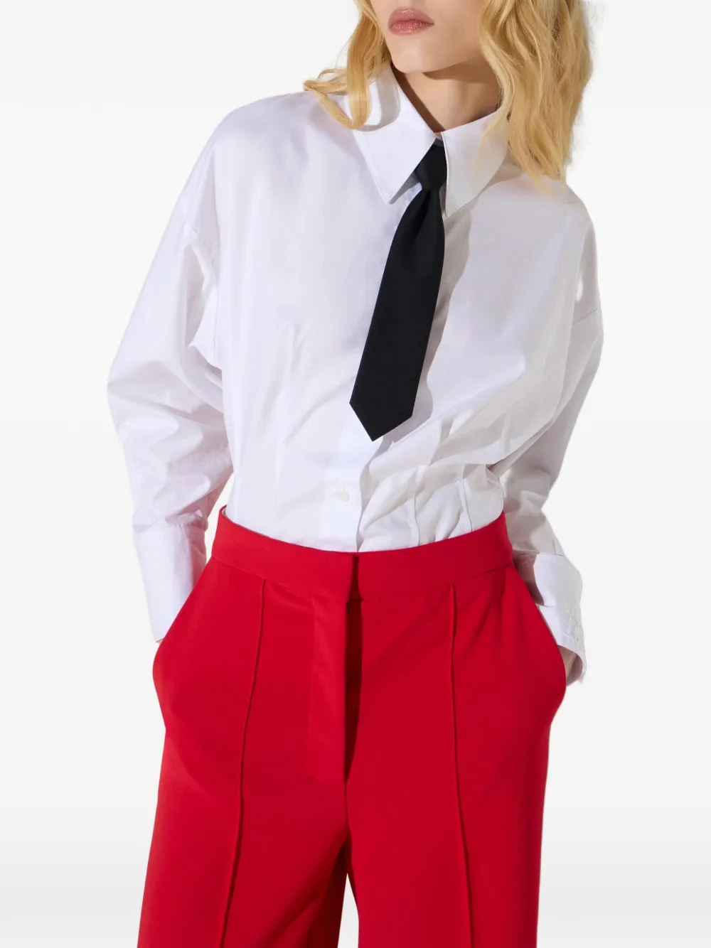 Elisabetta Franchi Popeline blouse met strik Wit