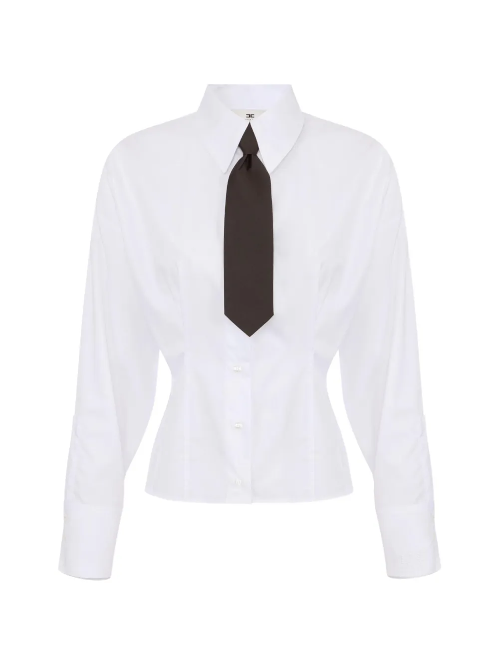 Elisabetta Franchi Poplin Shirt With Bow Tie In Weiss