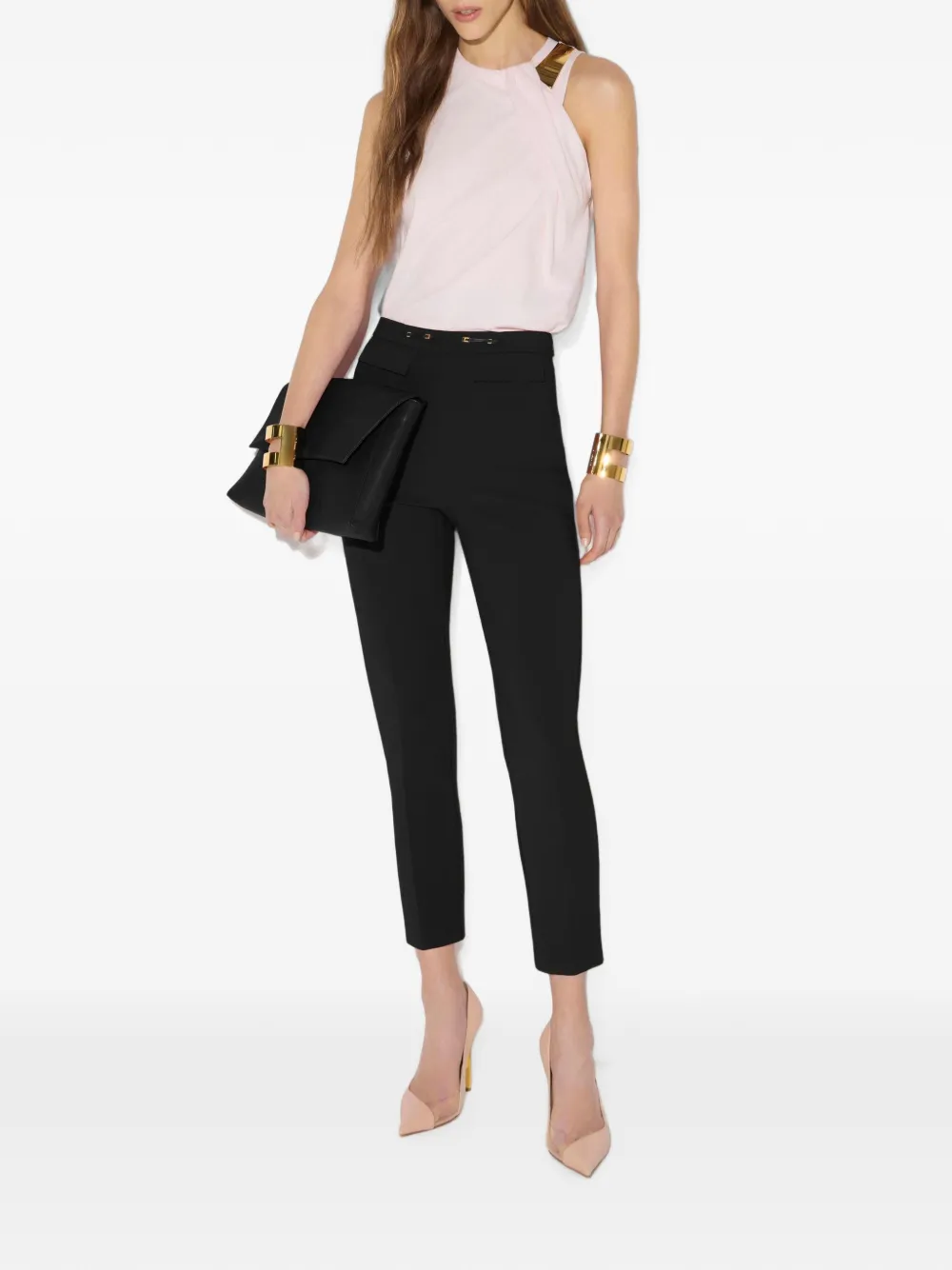 Elisabetta Franchi Jersey T-shirt met juwelen detail Roze