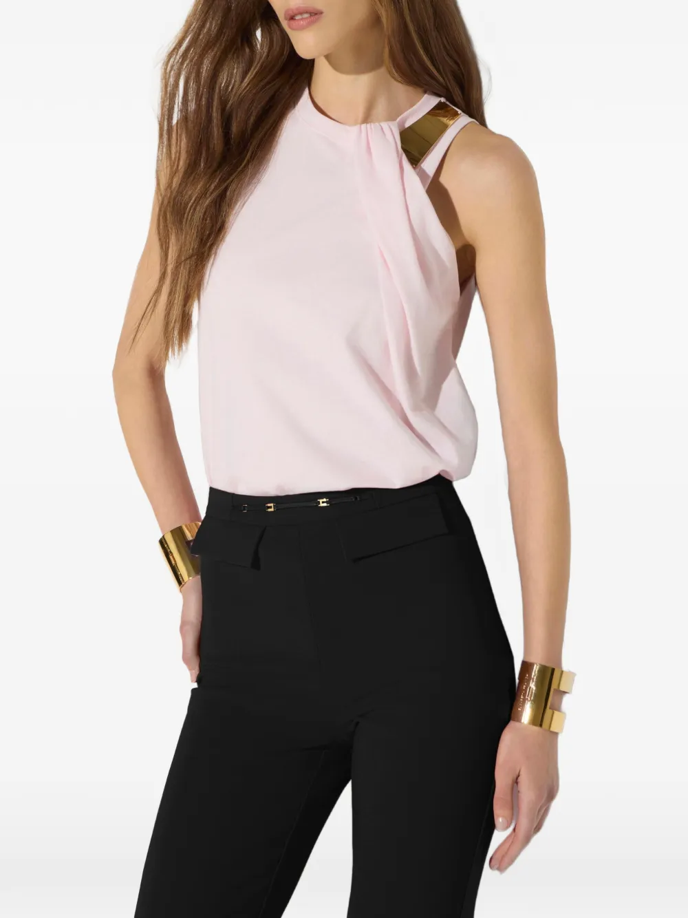 Elisabetta Franchi Jersey T-shirt met juwelen detail Roze