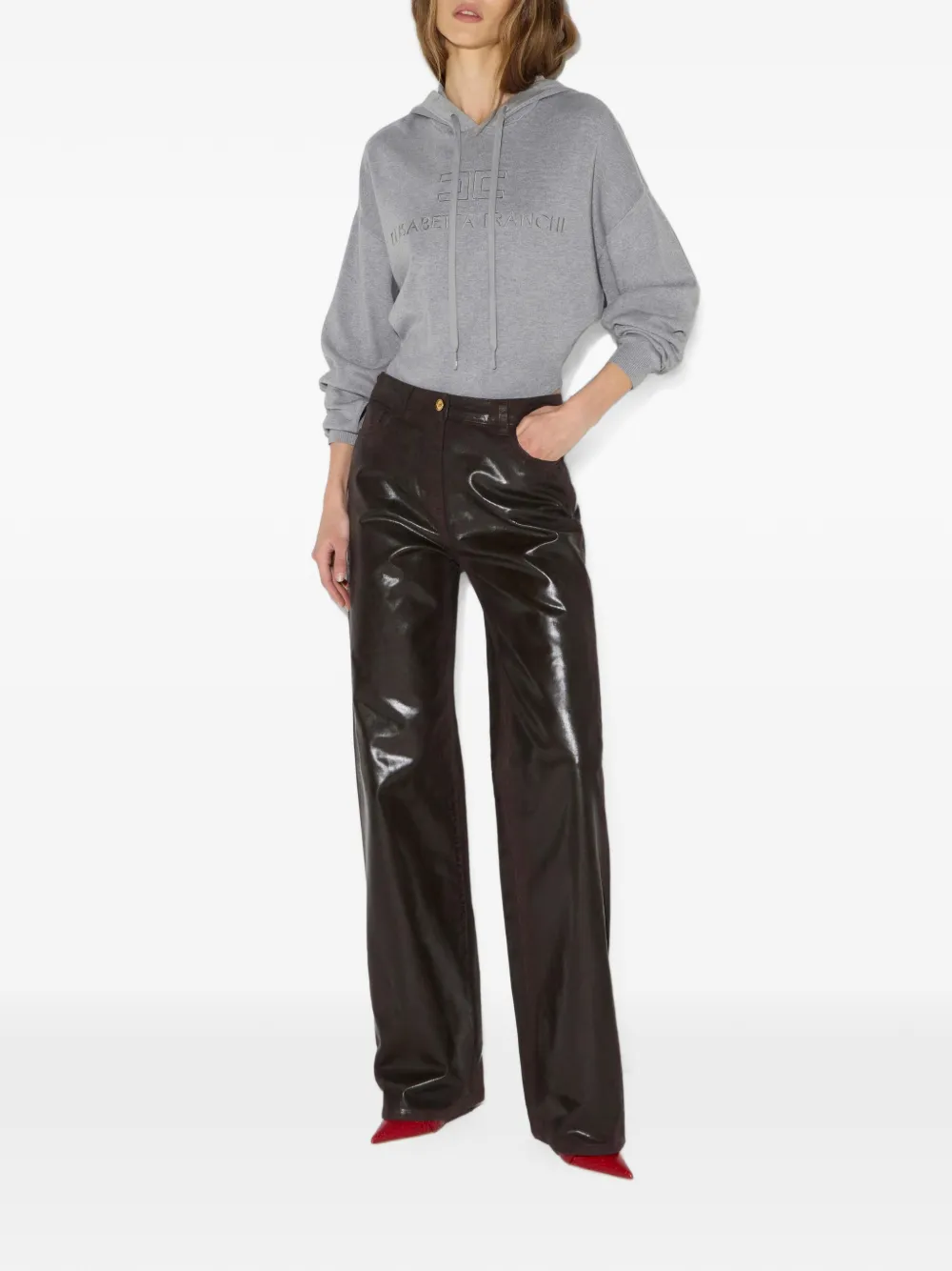 Elisabetta Franchi Gebreide body met capuchon Grijs