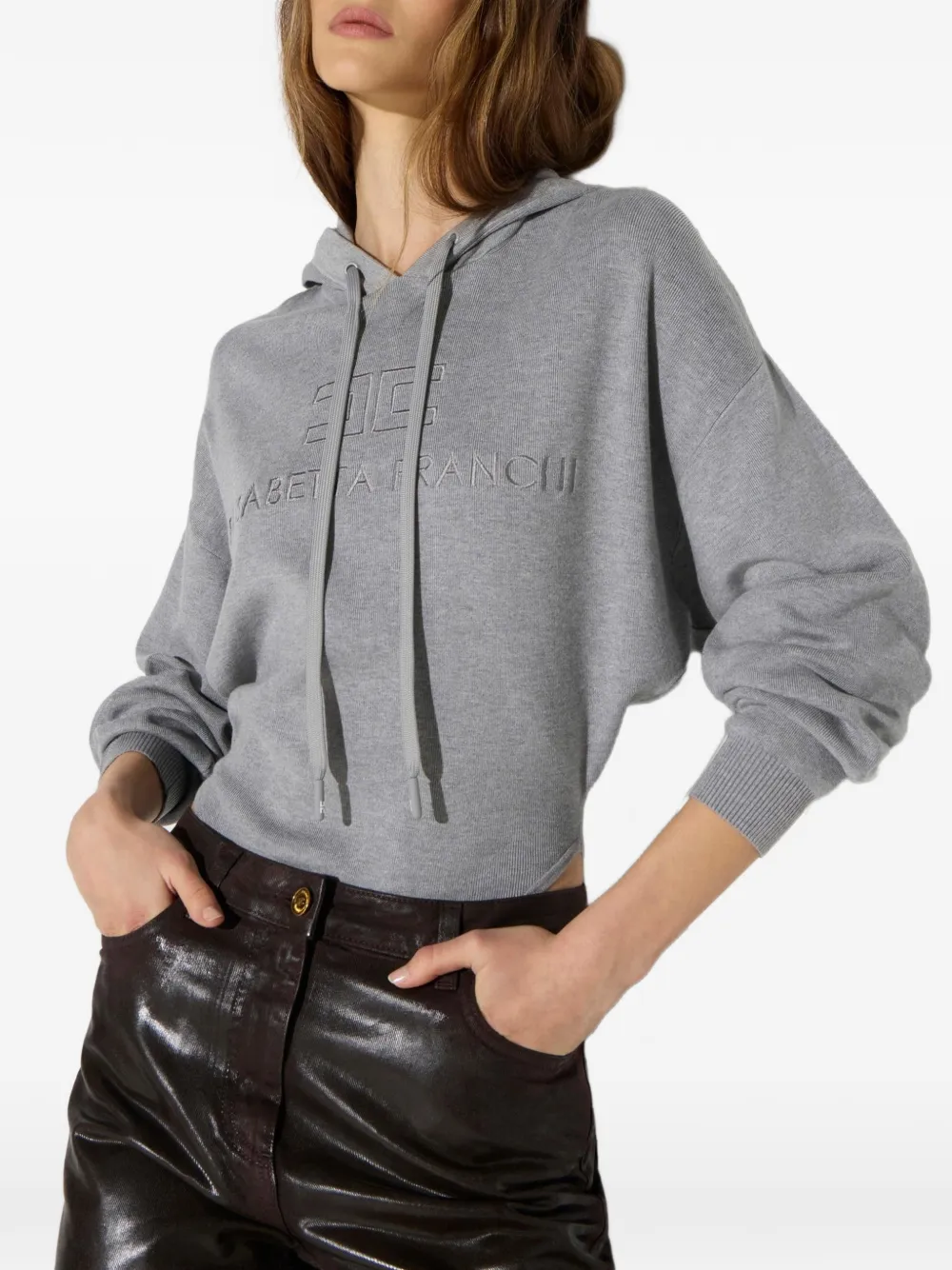 Elisabetta Franchi Gebreide body met capuchon Grijs