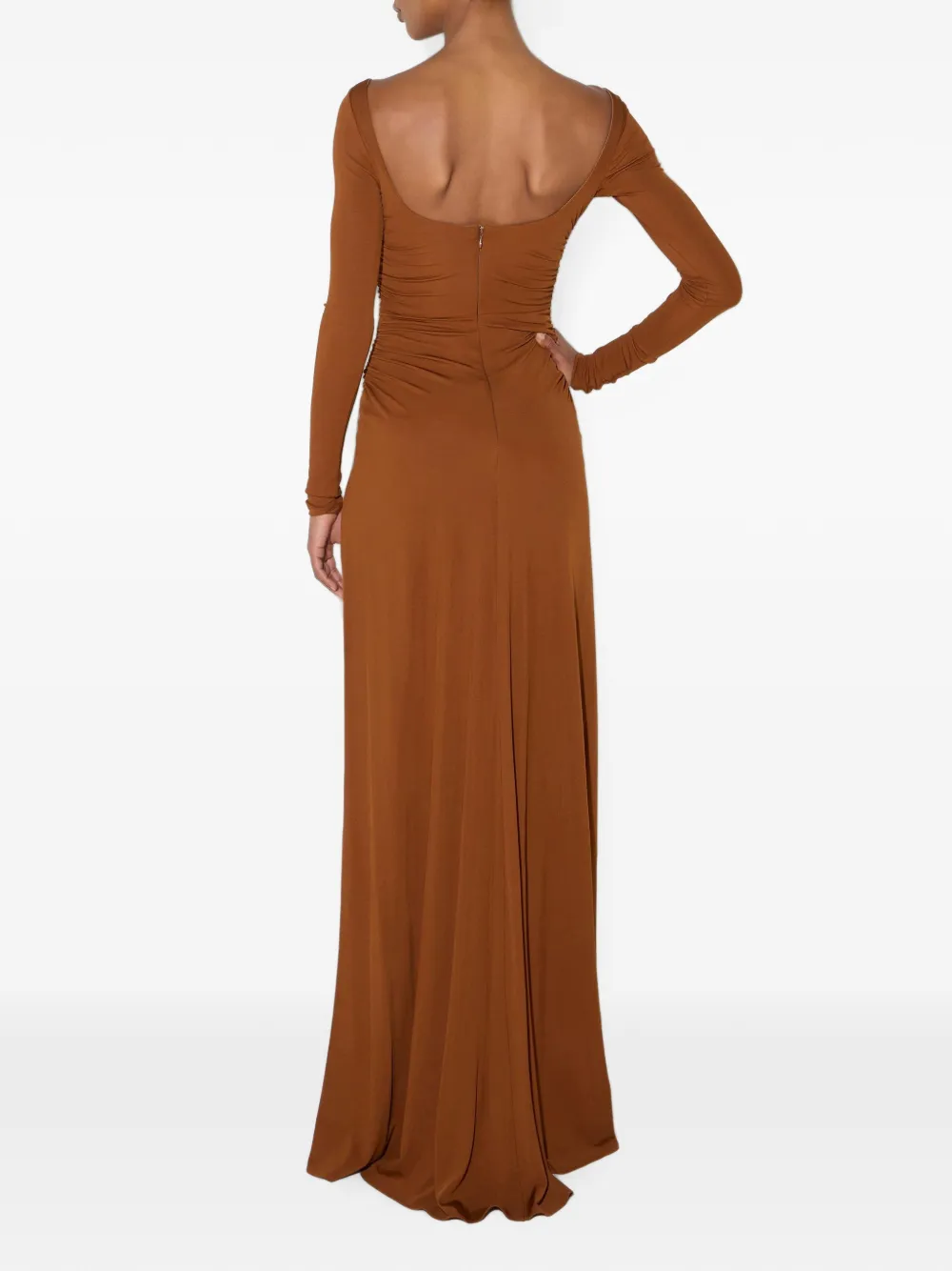 Elisabetta Franchi Red Carpet jurk van crêpe jersey Bruin