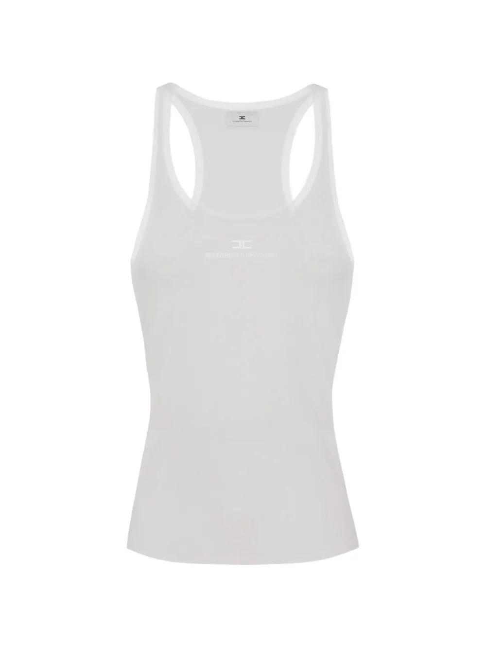 Elisabetta Franchi Tanktop van lichtgewicht jersey met geborduurd logo Beige