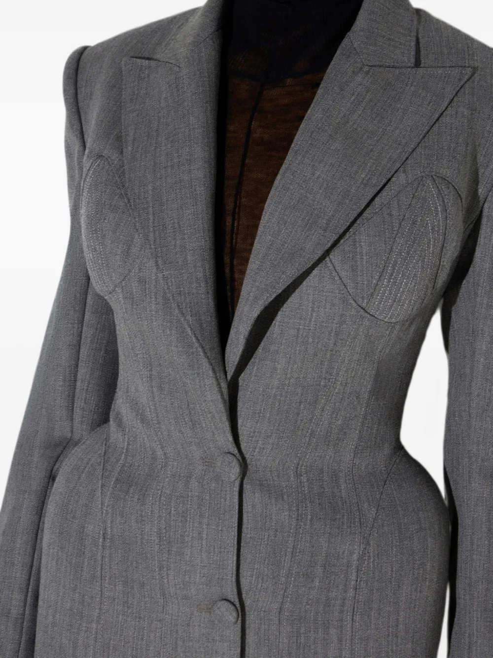 Elisabetta Franchi Wollen jas met bustier-stijl Grijs