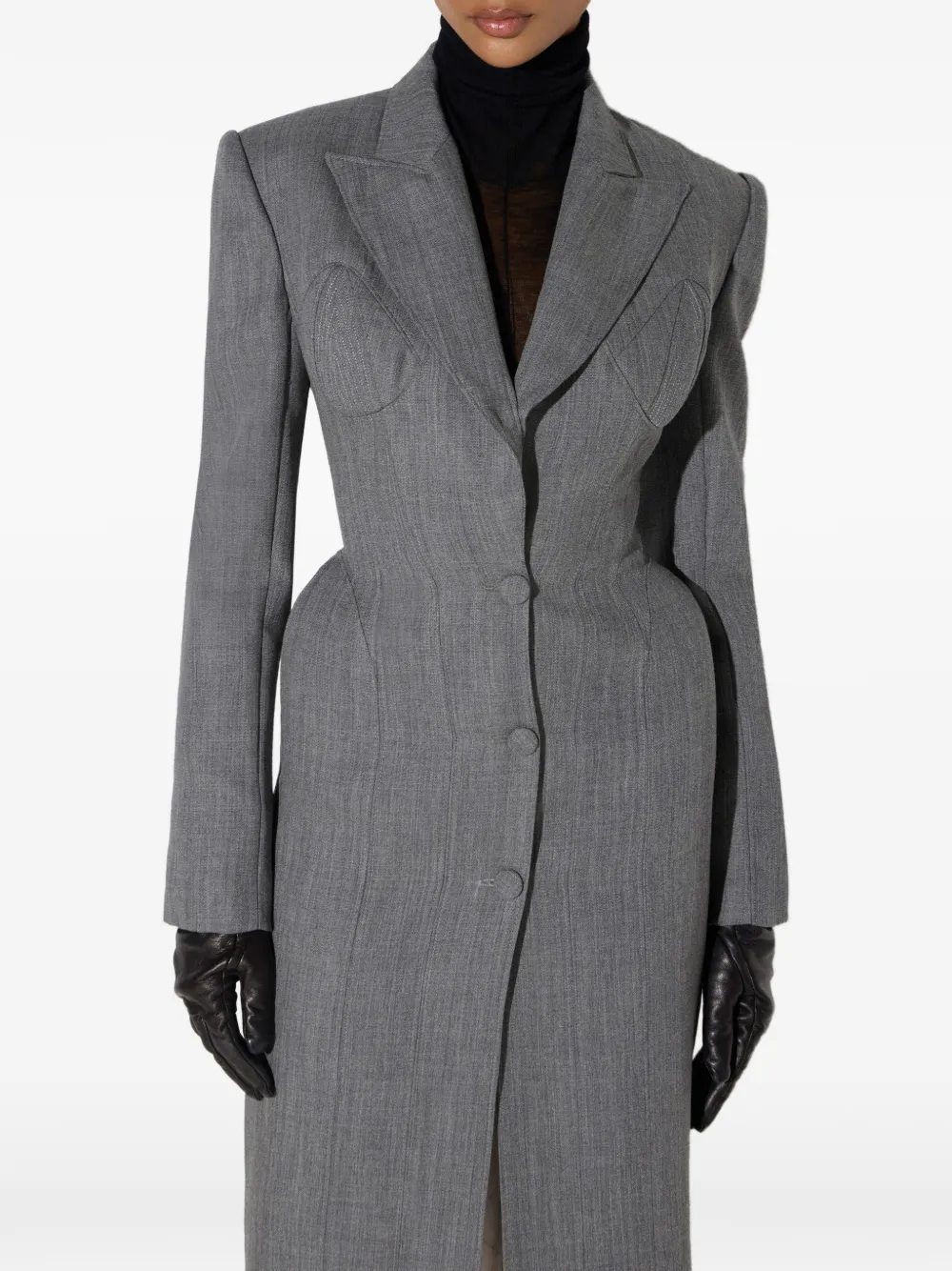 Elisabetta Franchi Wollen jas met bustier-stijl Grijs