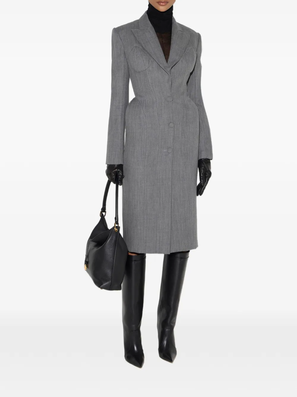 Elisabetta Franchi Wollen jas met bustier-stijl Grijs