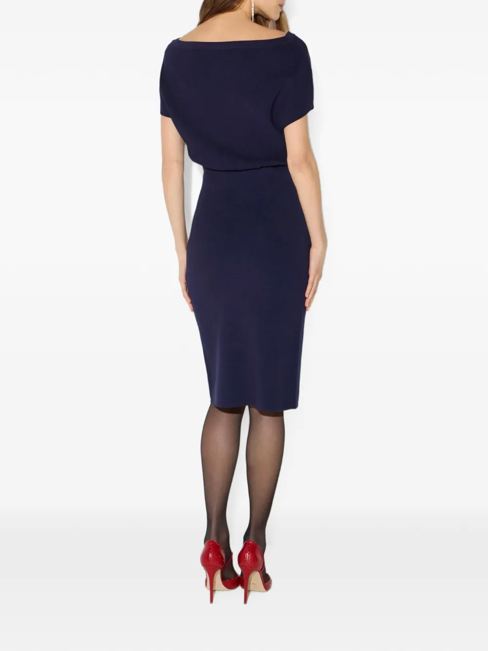 Elisabetta Franchi Gebreide jurk met sierknopen Blauw