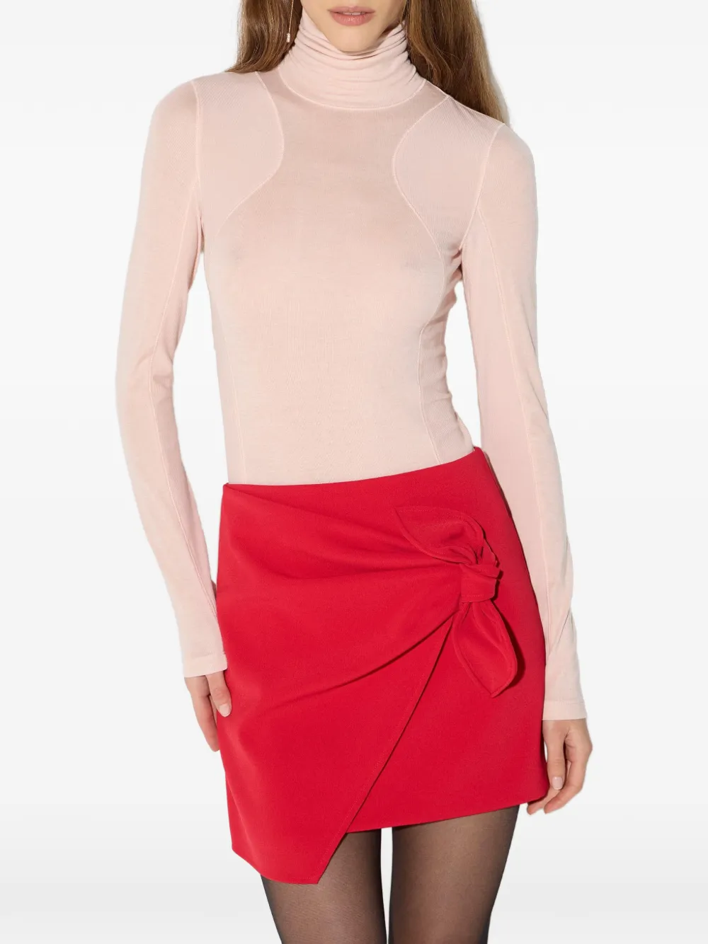 Elisabetta Franchi Top van lichtgewicht jersey met col Beige