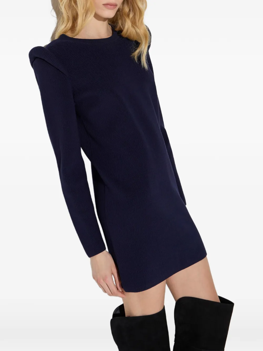 Elisabetta Franchi Gebreide mini-jurk met 3D-details Blauw