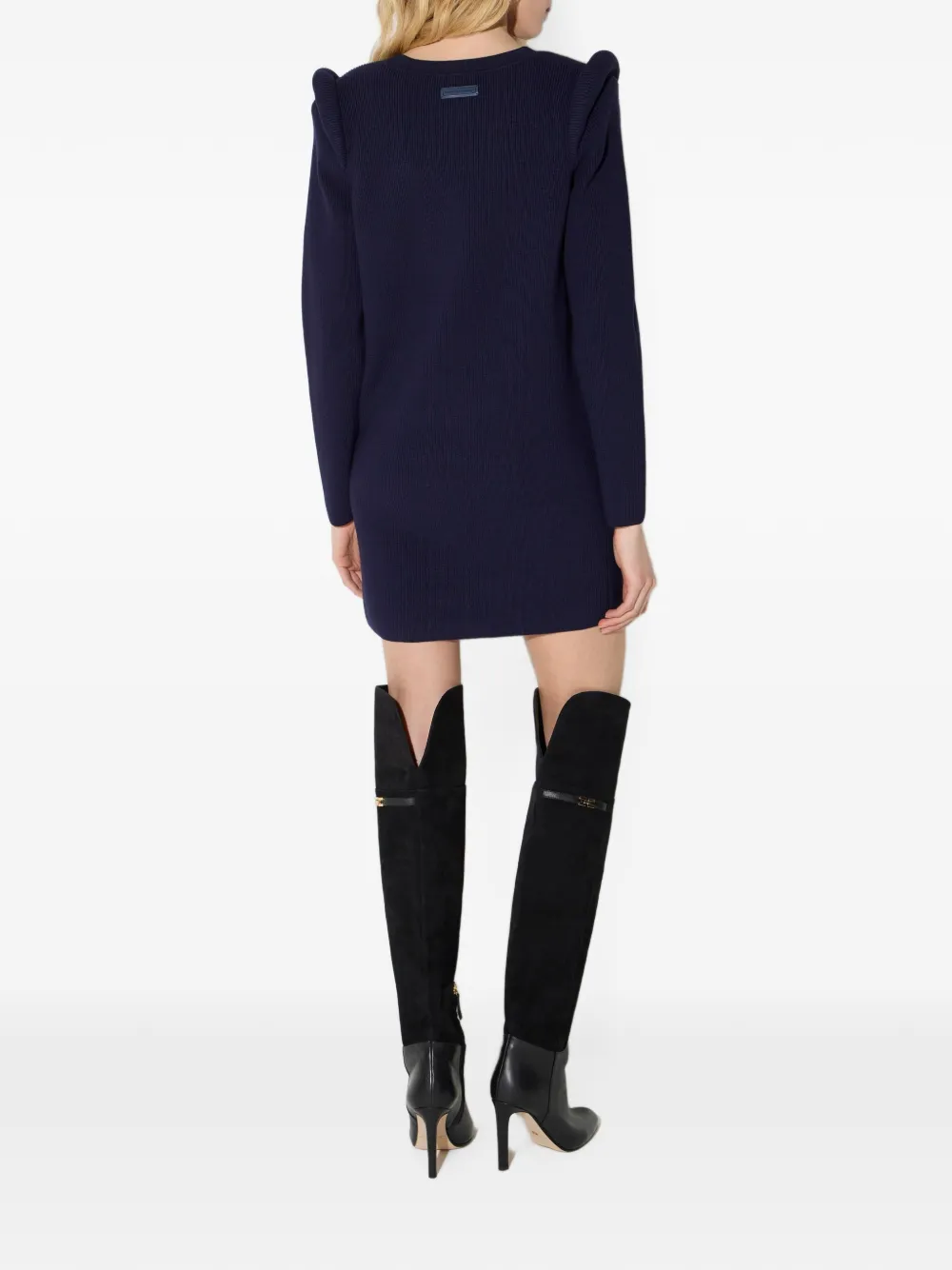 Elisabetta Franchi Gebreide mini-jurk met 3D-details Blauw