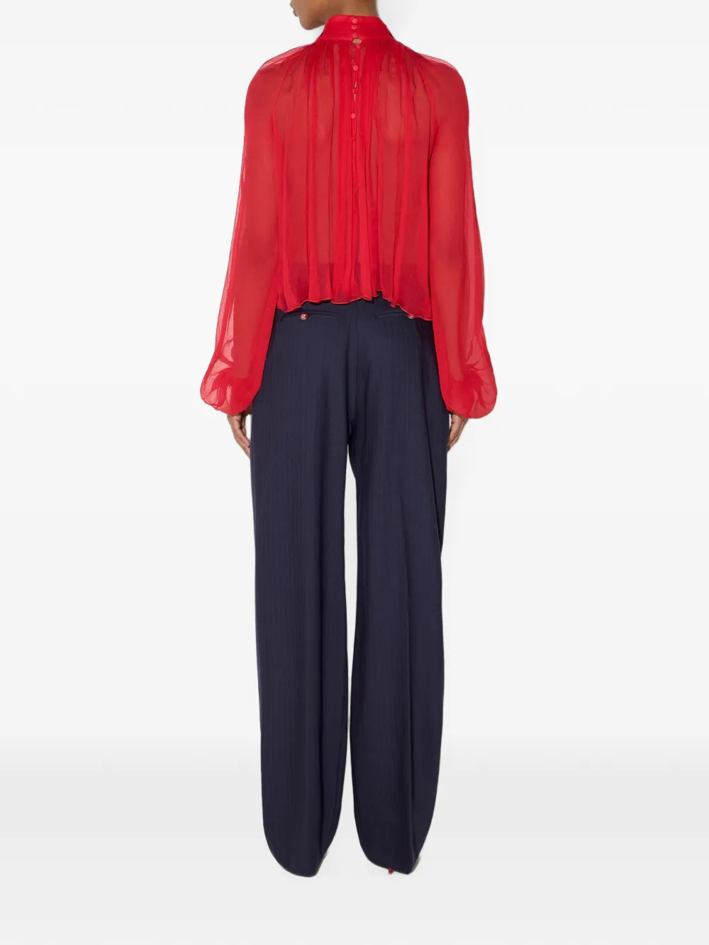 Elisabetta Franchi Palazzo broek met krijtstreep Blauw