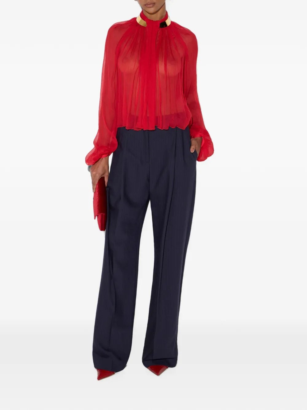 Elisabetta Franchi Palazzo broek met krijtstreep Blauw