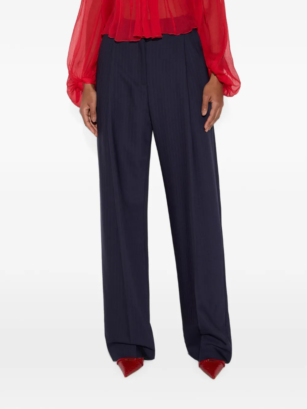 Elisabetta Franchi Palazzo broek met krijtstreep Blauw