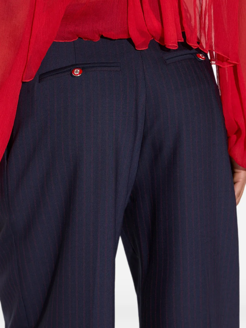Elisabetta Franchi Palazzo broek met krijtstreep Blauw