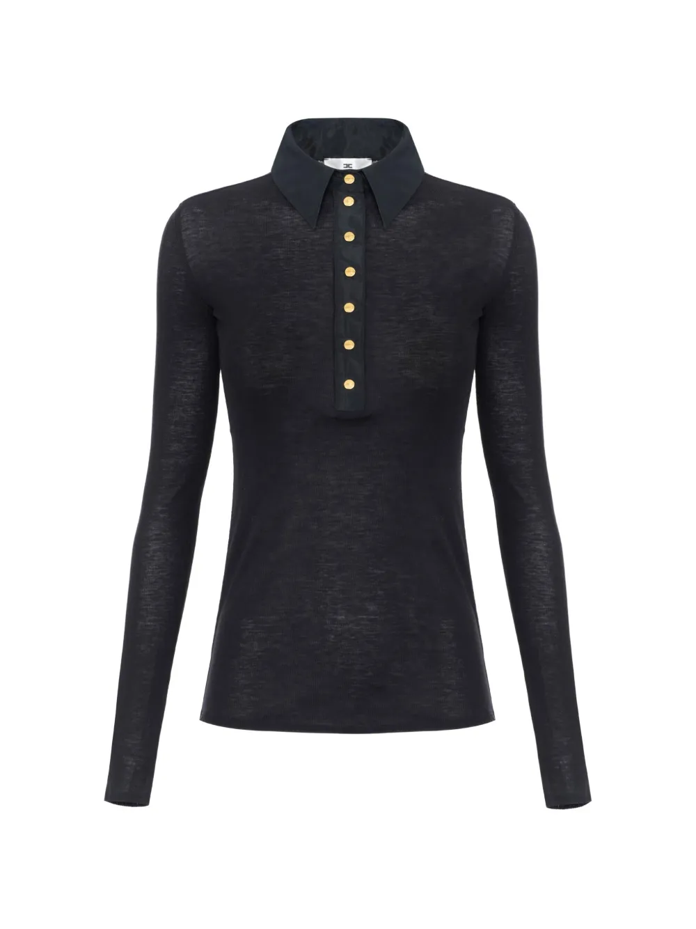 Elisabetta Franchi Polo in maglia e taffettà - Nero