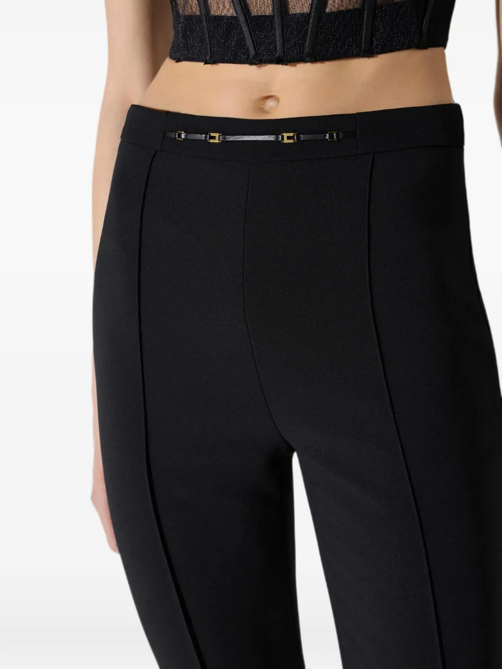 Elisabetta Franchi Stretch broek met dubbele laag crêpe Zwart