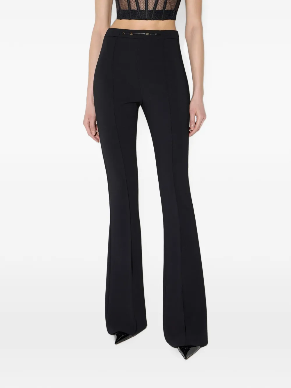 Elisabetta Franchi Stretch broek met dubbele laag crêpe Zwart