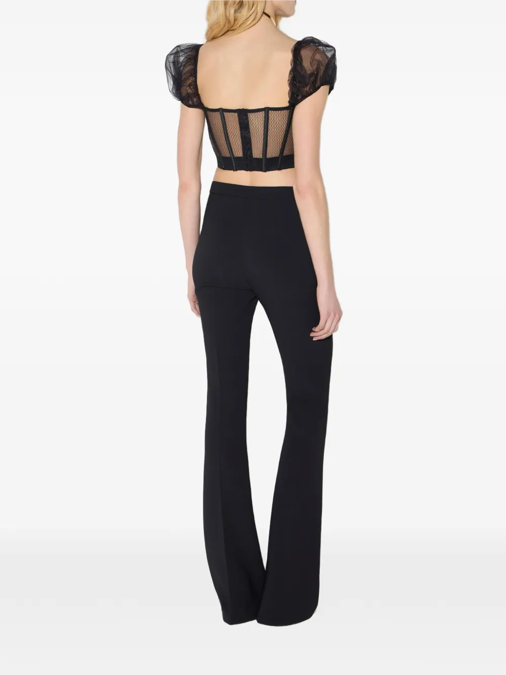 Elisabetta Franchi Stretch broek met dubbele laag crêpe Zwart