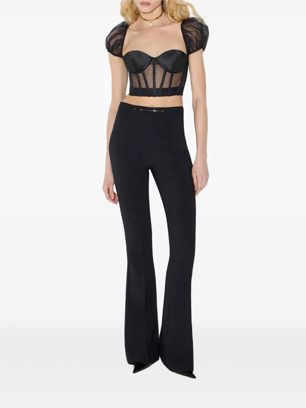 Elisabetta Franchi Stretch broek met dubbele laag crêpe Zwart
