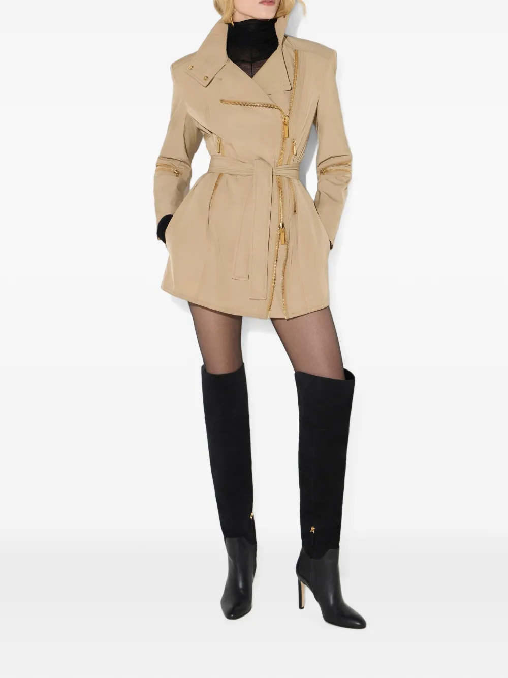 Elisabetta Franchi Taffeta voile jack Beige