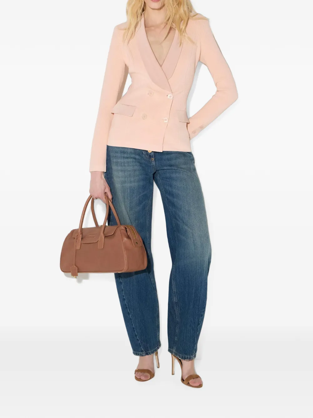 Elisabetta Franchi Gebreid jack met glanzende viscose details Roze