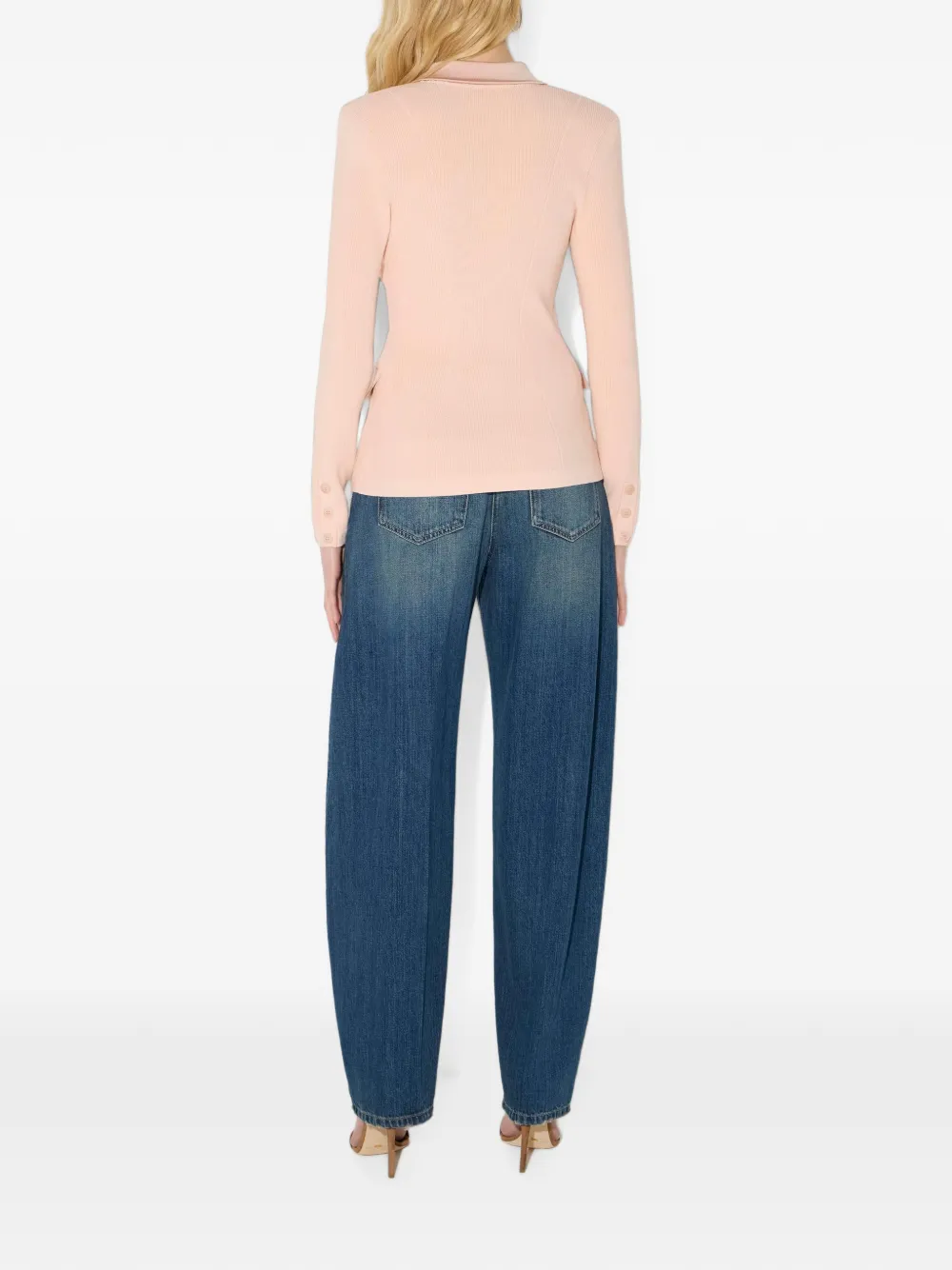 Elisabetta Franchi Gebreid jack met glanzende viscose details Roze
