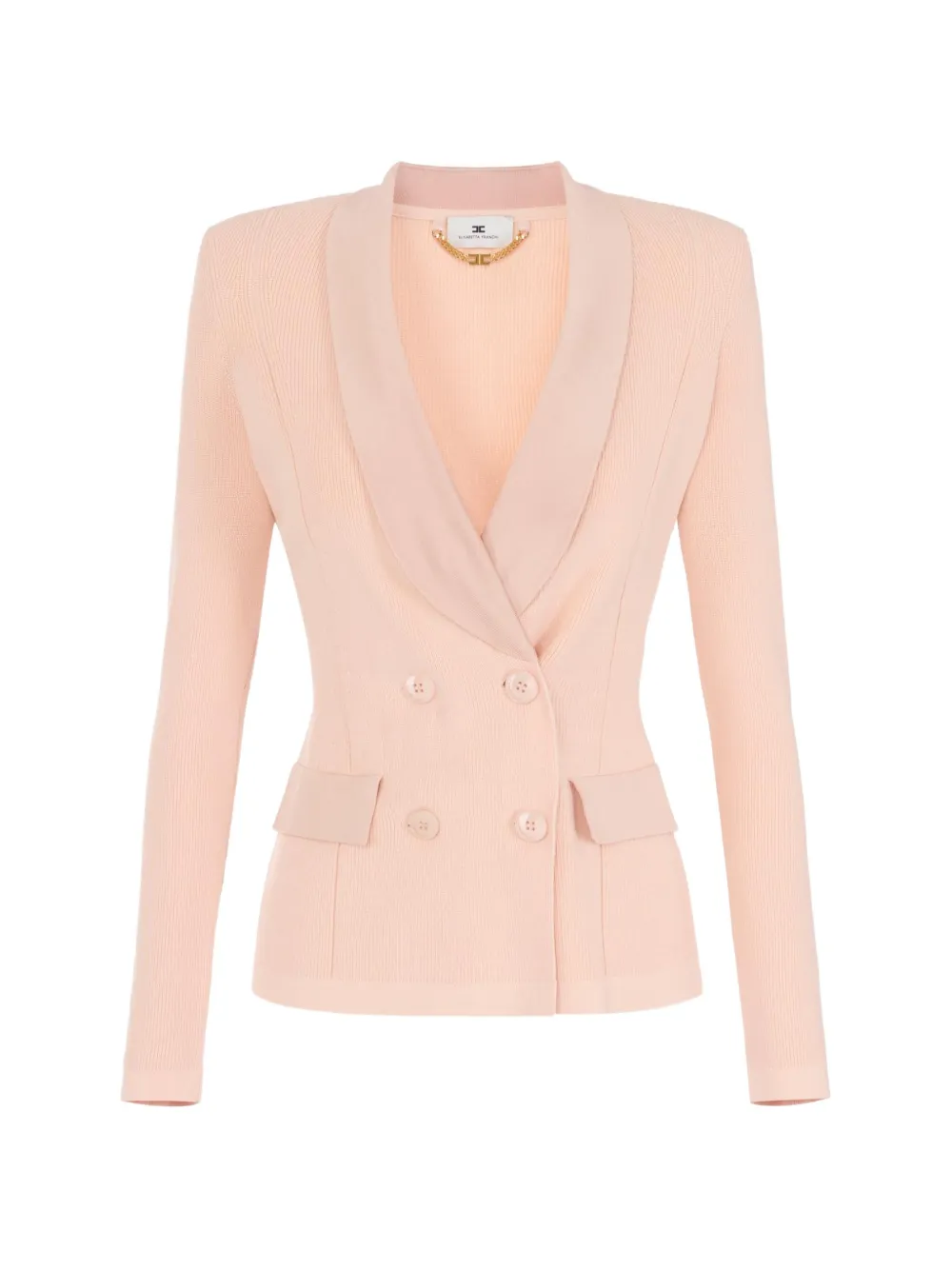Elisabetta Franchi Gebreid jack met glanzende viscose details Roze