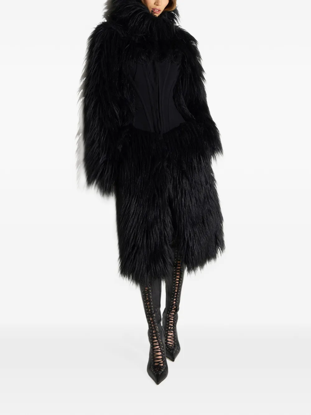 Elisabetta Franchi Jas met bustier en bont-effect Zwart