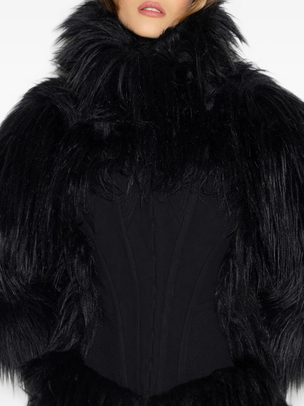 Elisabetta Franchi Jas met bustier en bont-effect Zwart