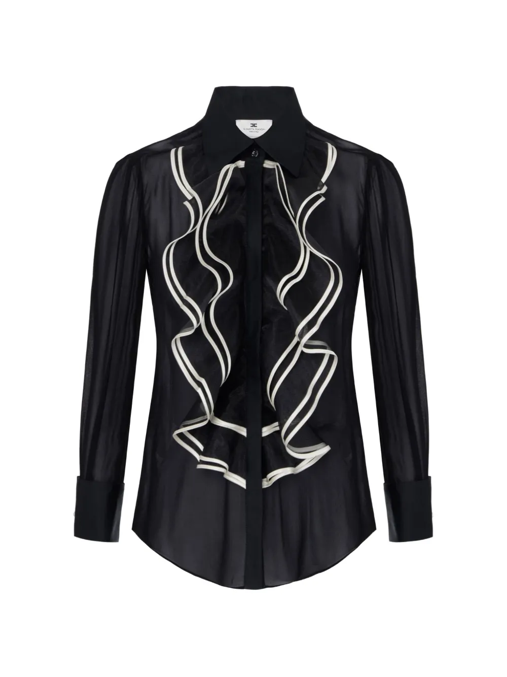 Elisabetta Franchi Camicia in georgette con ruches - Nero