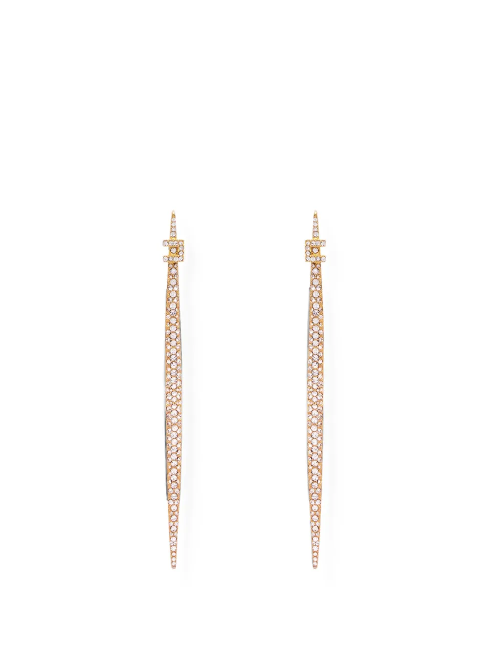Elisabetta Franchi rhinestone-embellished logo-detail earrings - Oro