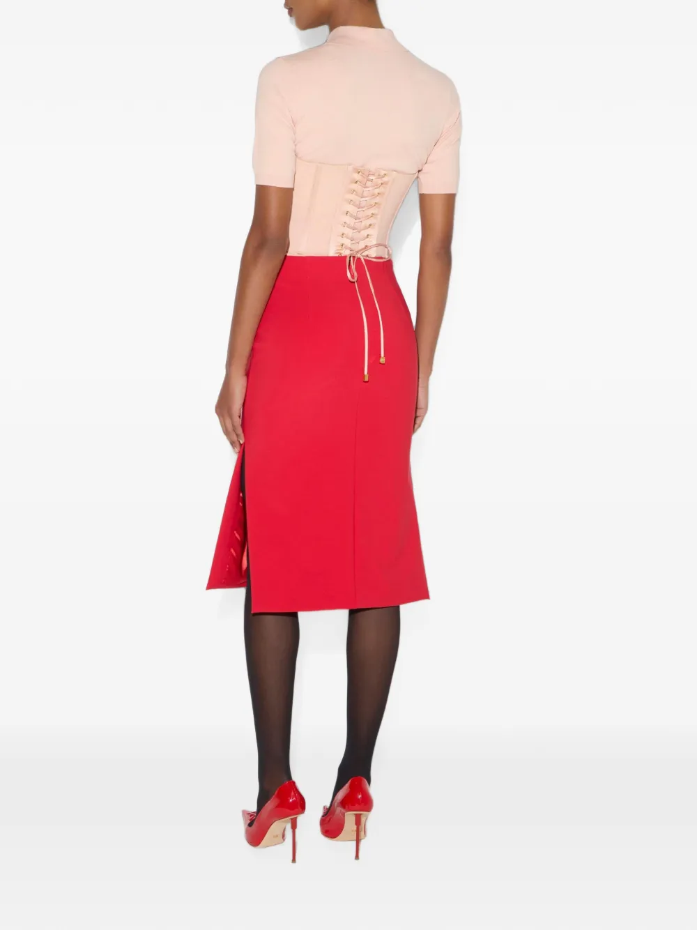 Elisabetta Franchi Rok van technische stof Rood