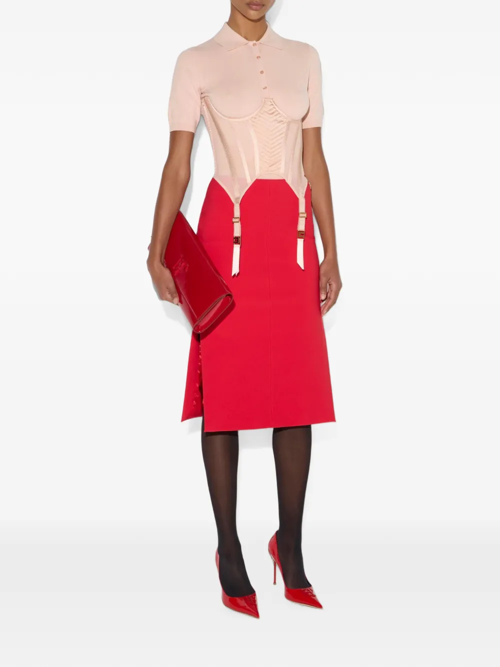 Elisabetta Franchi Rok van technische stof Rood