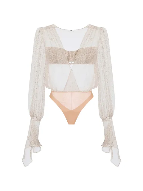 Elisabetta Franchi 마이크로 폴카 도트 프린트 크레폰 바디수트