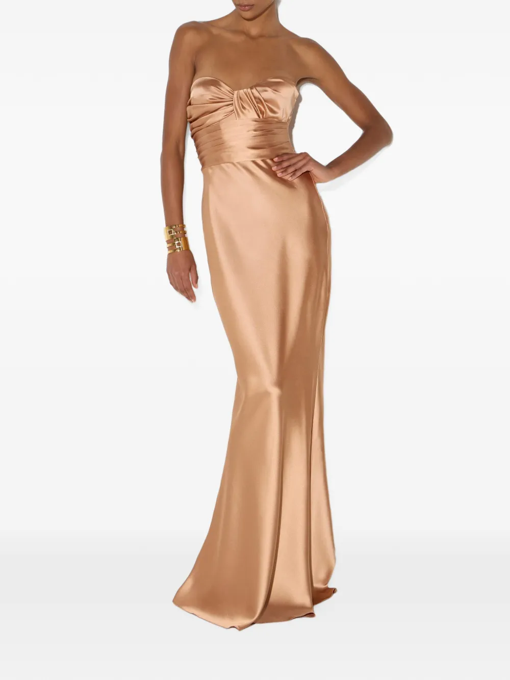 Elisabetta Franchi Red Carpet satijnen jurk Beige