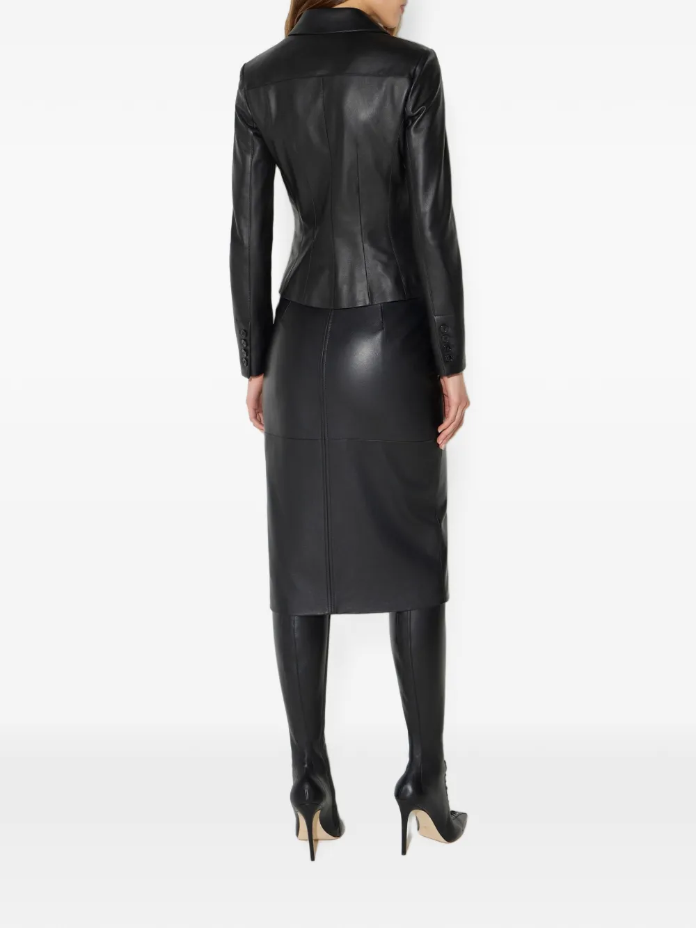 Elisabetta Franchi Leren jack met logo-details Zwart