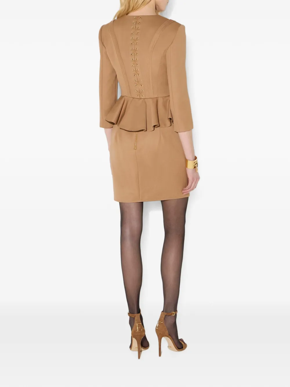 Elisabetta Franchi Jack van gabardine stof met juwelen horsebits Beige