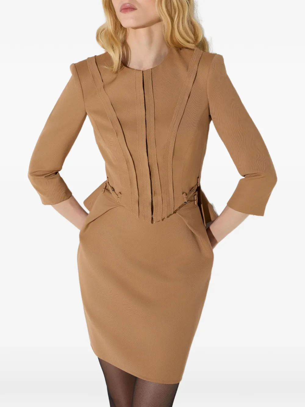 Elisabetta Franchi Jack van gabardine stof met juwelen horsebits Beige